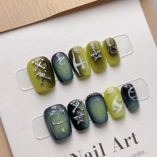  Short Demon Cat Eye Handmade False Nails With Designed High Quality Wearable Punk Acrylic Press on Nails For Professionals -  - DYAVOR® 