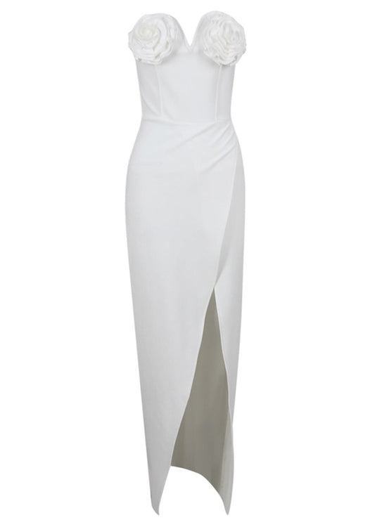  White Maxi Dress with Flowers -  - DYAVOR® 