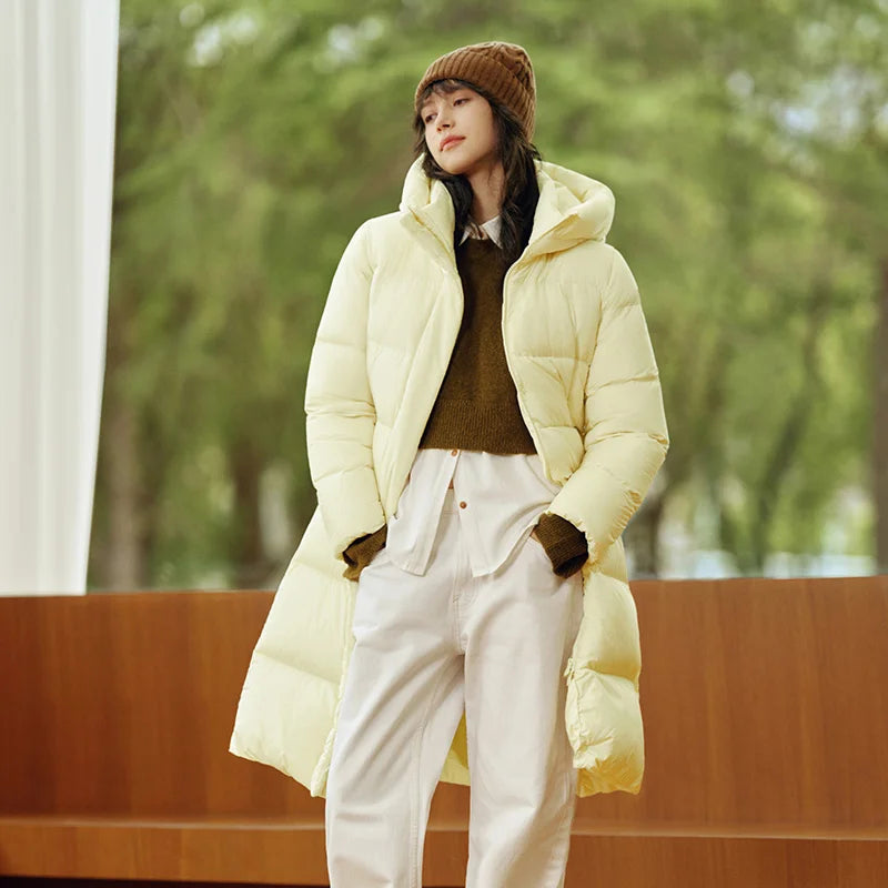 Long Waterproof Hooded Down Jacket – Loose Thick Windproof Winter Coat for Women