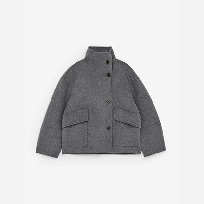 Casual Loose Jacket For Women – Single-Breasted Stand Collar 2025