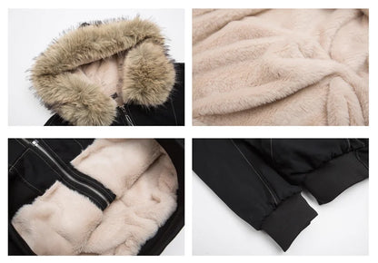Fur Collar Hooded Parka For Women – Thick Padded Winter Jacket