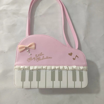 Cute Pink Piano Mini Crossbody Bag – Aesthetic Kawaii Leather Messenger Purse