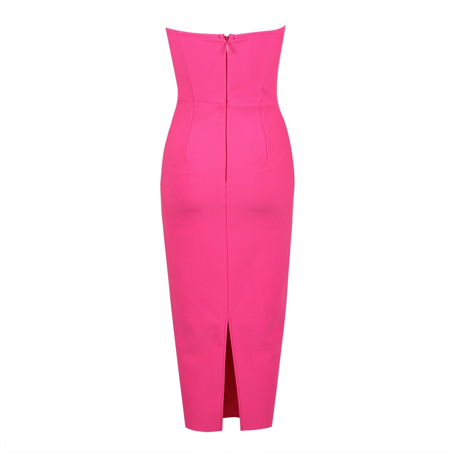  Pink Midi Dress with Open Shoulders -  - DYAVOR® 