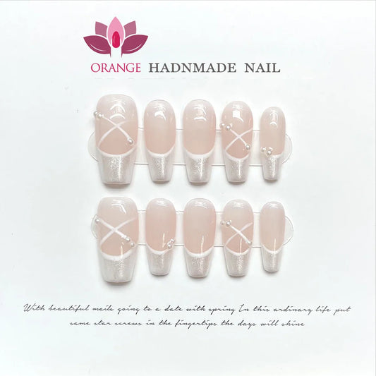  Handmade French Fake Acrylic Press On Nails With Designed Reusable Nails Full Cover Manicuree Wearable XS S M L Size Nails Art -  - DYAVOR® 