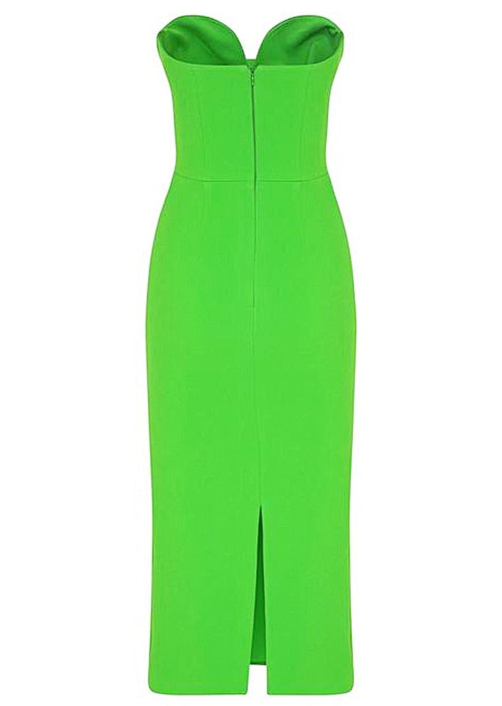  Green Midi Dress with Open Shoulders -  - DYAVOR® 