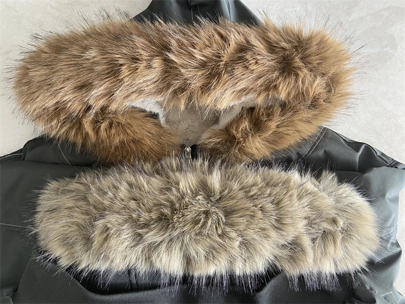 Fur Collar Hooded Parka For Women – Thick Padded Winter Jacket