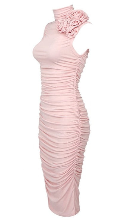  Draped Pink Midi Dress -  - DYAVOR® 