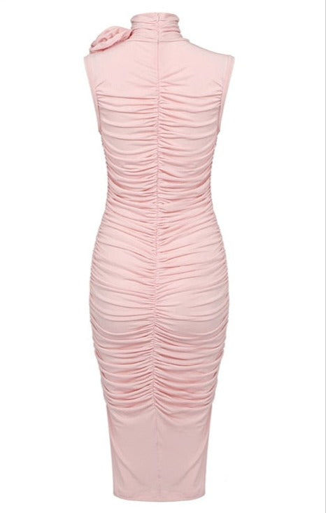  Draped Pink Midi Dress -  - DYAVOR® 