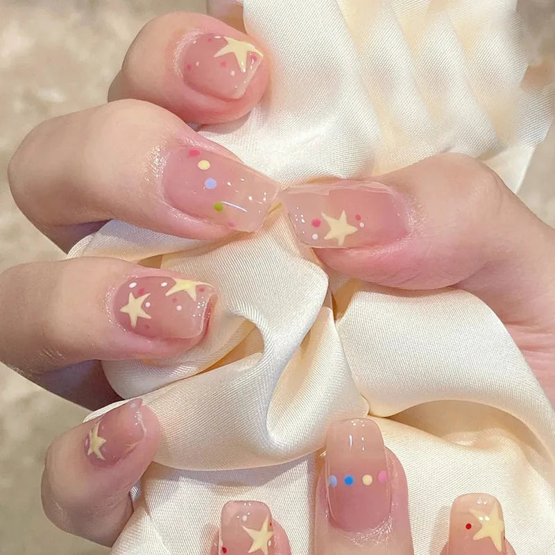 24Pcs Long Coffin False Nails Glitter Fake Nail with Rhinestones Press on Nails Full Cover Nail Tips Detachable Fake Fingernails