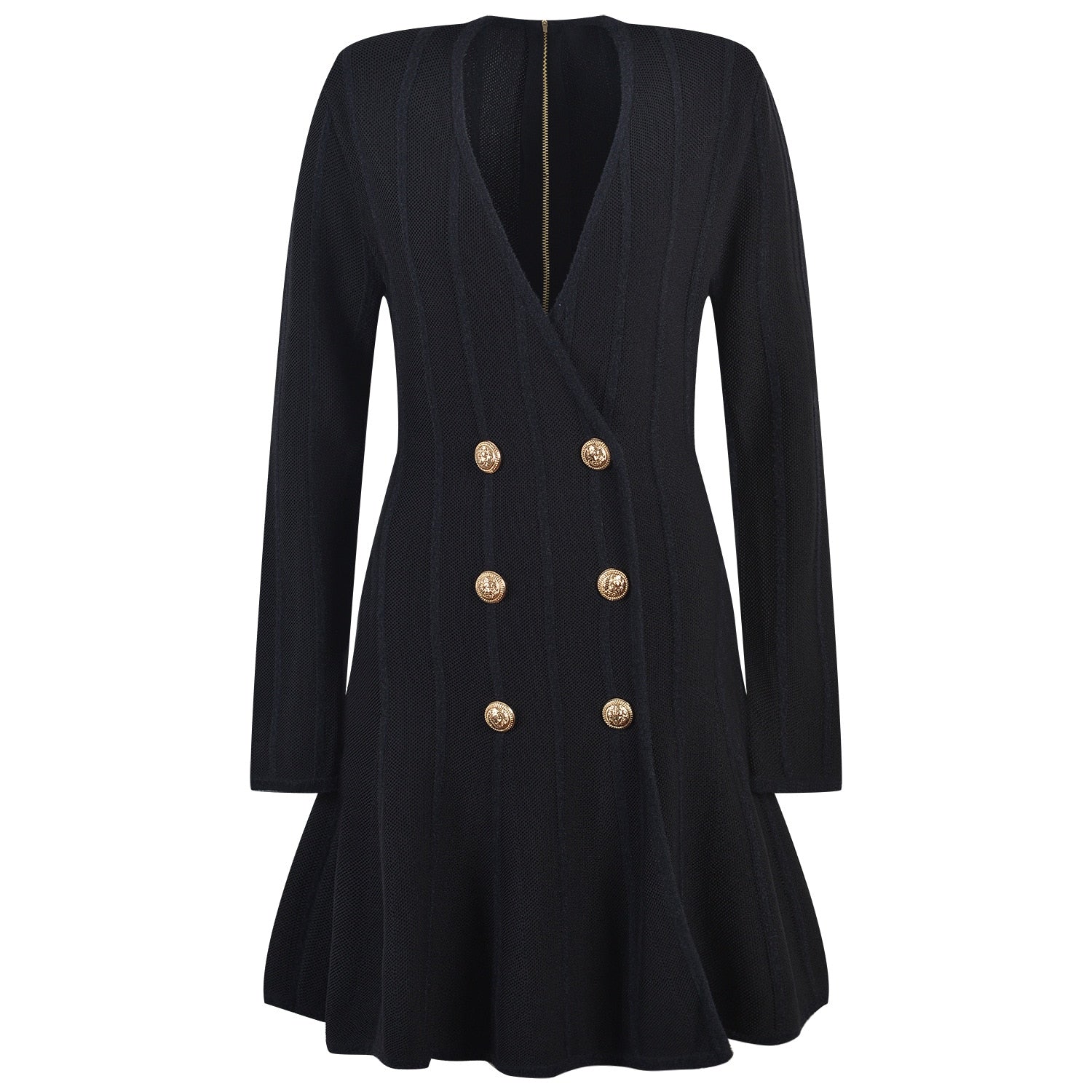   Black Mini V-neck Dress - dress - DYAVOR® 