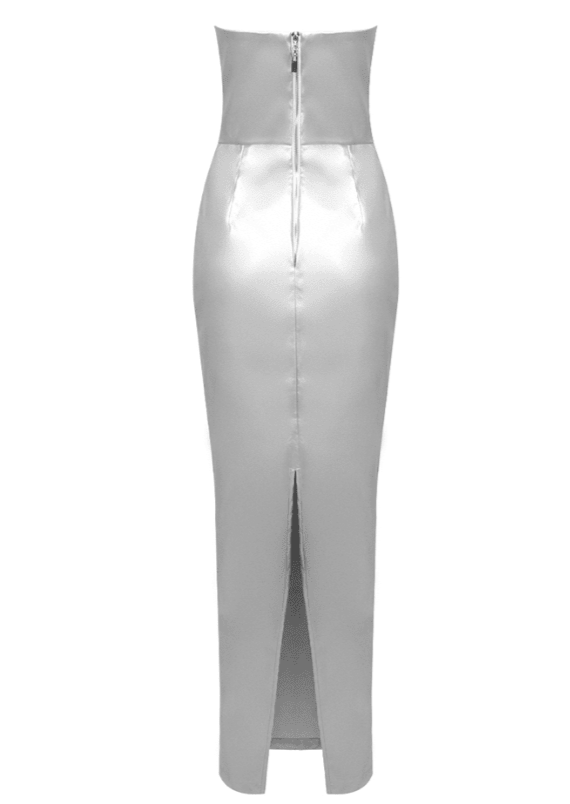  Silver Leather Maxi Dress -  - DYAVOR® 