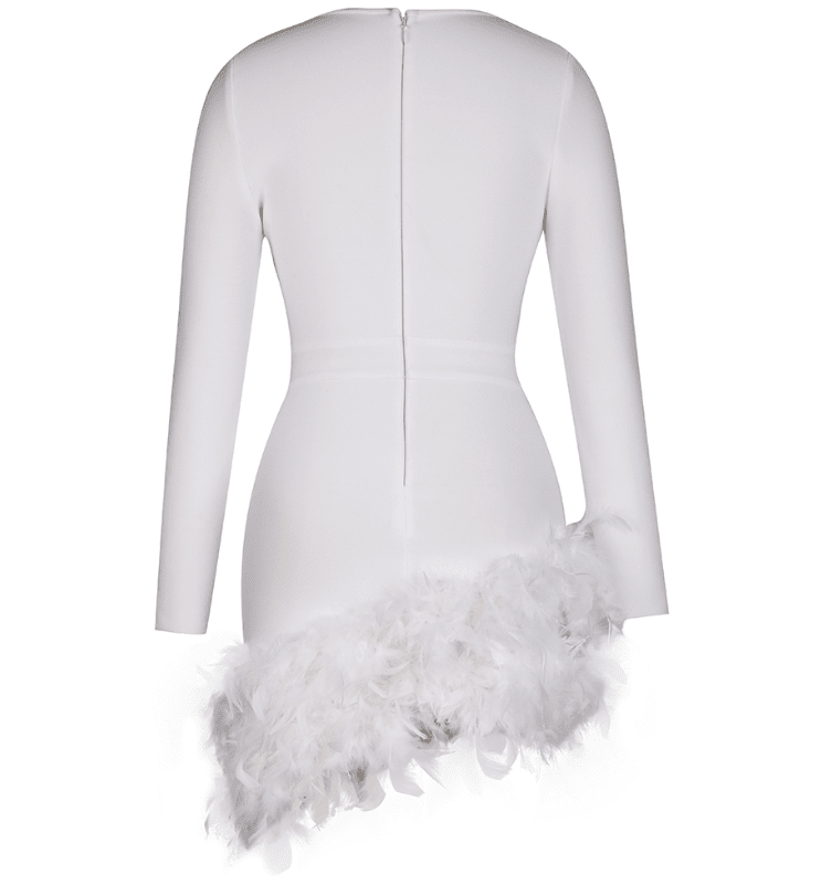  Feathers White Mini Dress -  - DYAVOR® 