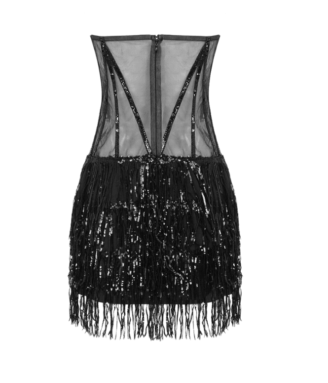  Sequined Black Mini Dress -  - DYAVOR® 