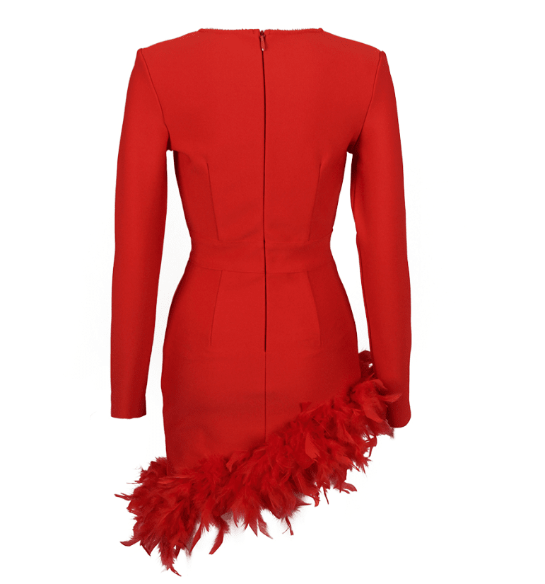  Feathers Red Mini Dress -  - DYAVOR® 