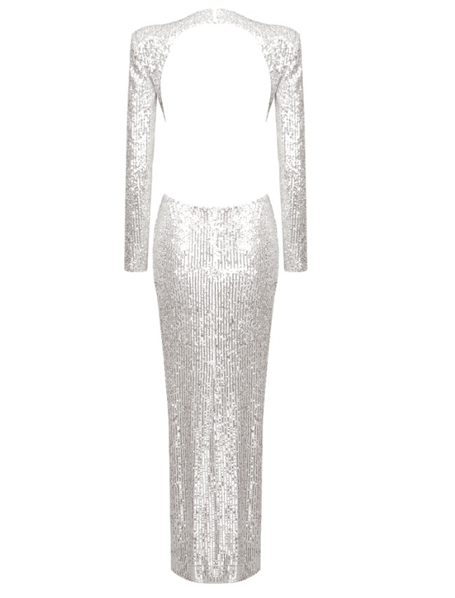  Silver Sequined Maxi Dress -  - DYAVOR® 