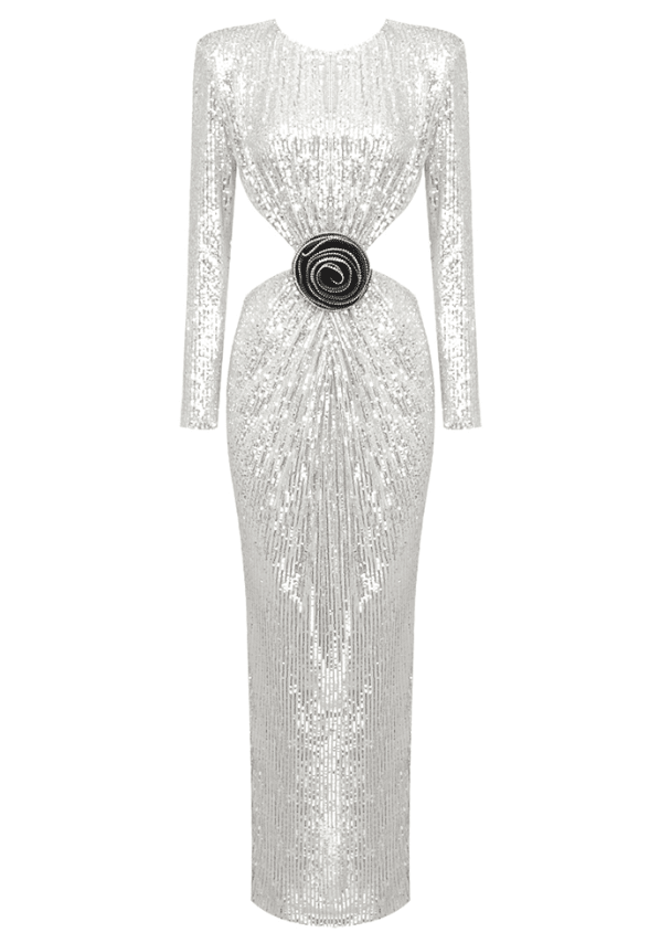  Silver Sequined Maxi Dress -  - DYAVOR® 