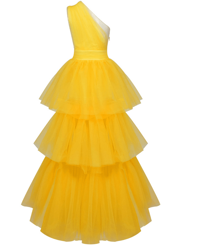  Lush Yellow One-Shoulder Dress -  - DYAVOR® 