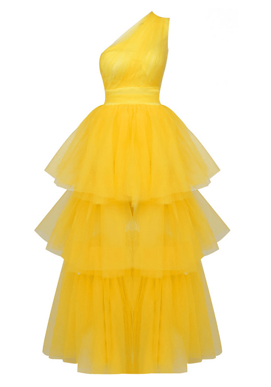  Lush Yellow One-Shoulder Dress -  - DYAVOR® 