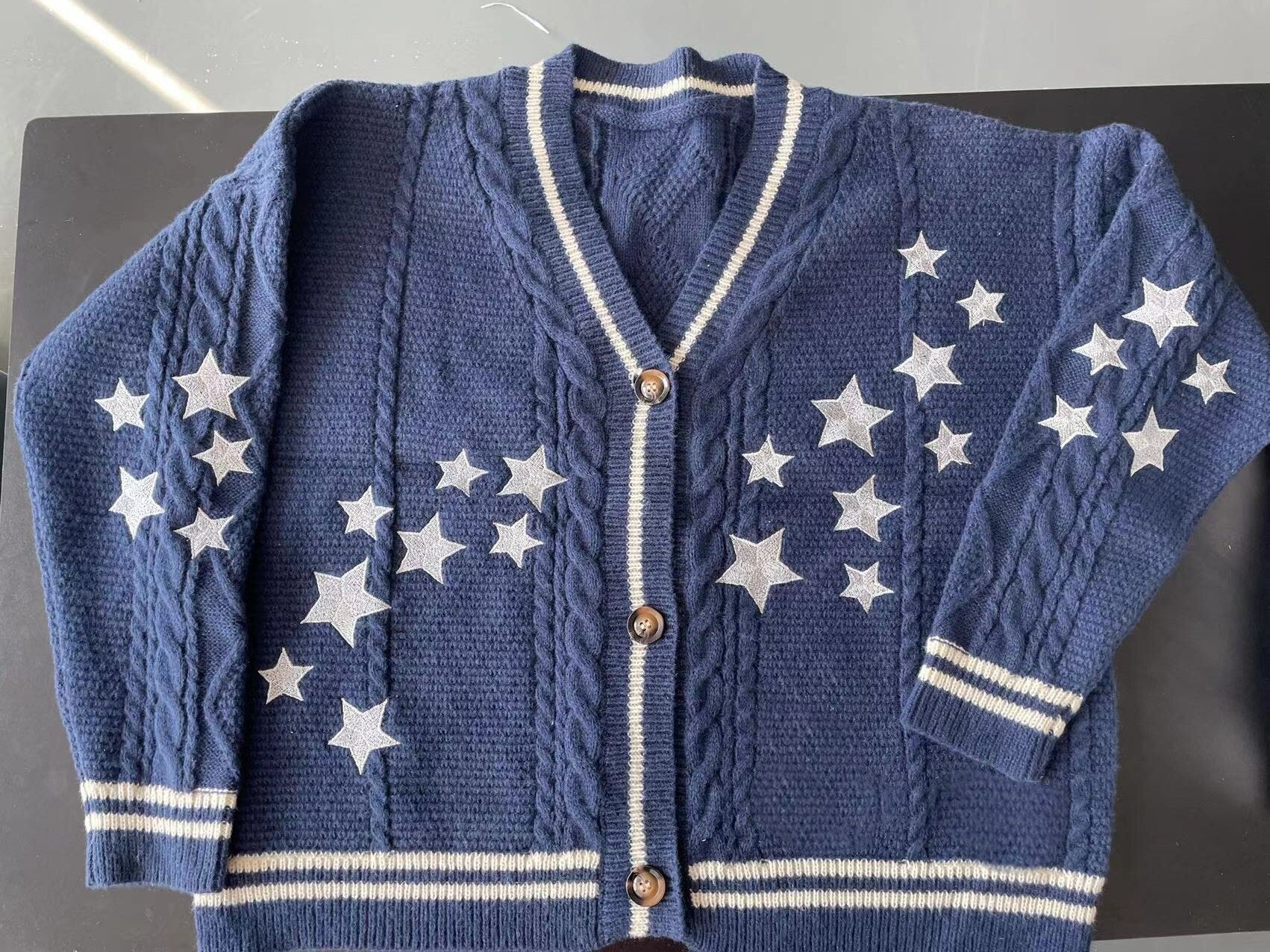  Luxury Cardigans Plaid Loose Button Puff Sleeve Knitted Cardigan Female Warm Y2K Tops Sweaters S-XL Long Cardigans Women 2023 -  - DYAVOR® 