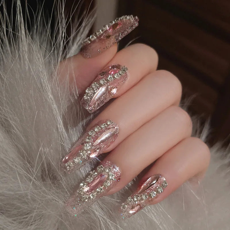  Autumn French False Nails with Butterfly Pearl Decor Bride Fake Nail Wearable Press on Nails Coffin Ballet Nail Tips for Girls -  - DYAVOR® 