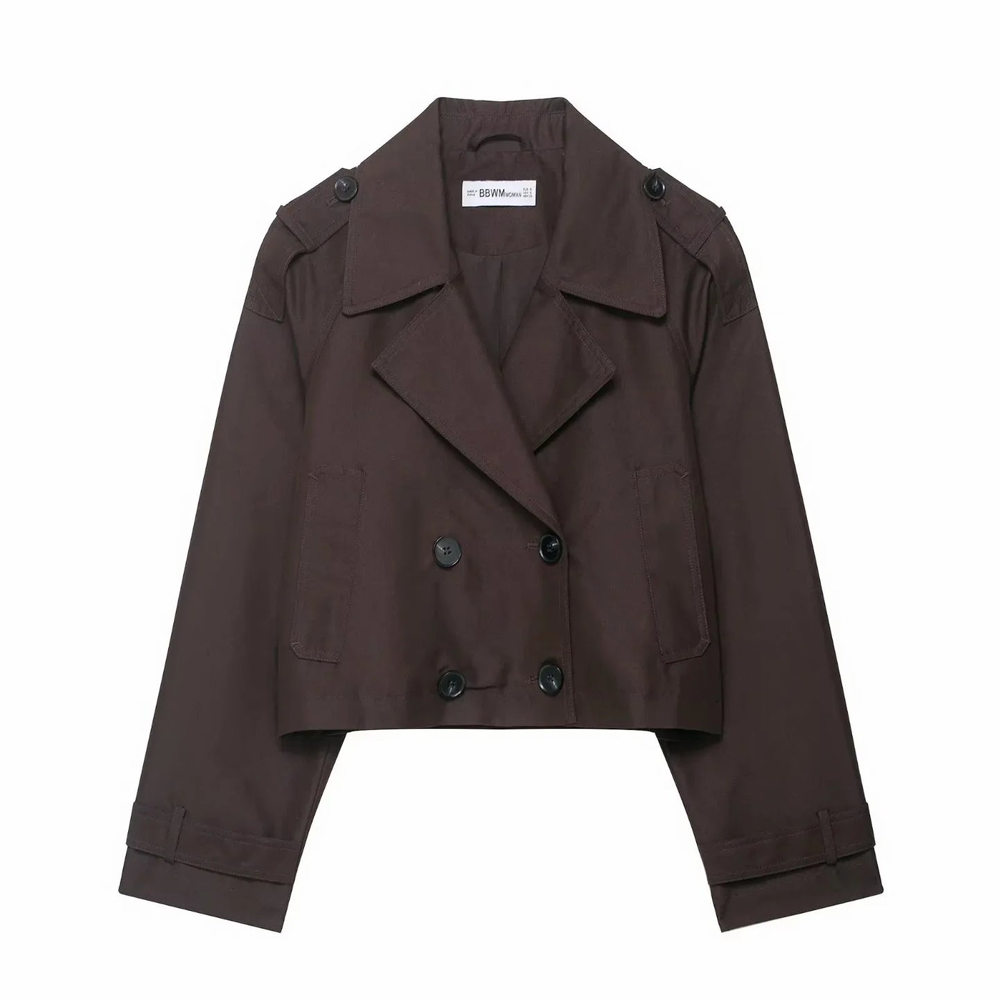 Short Double-Breasted Lapel Trench Coat – Autumn Winter Office Lady Fashion Jacket Women