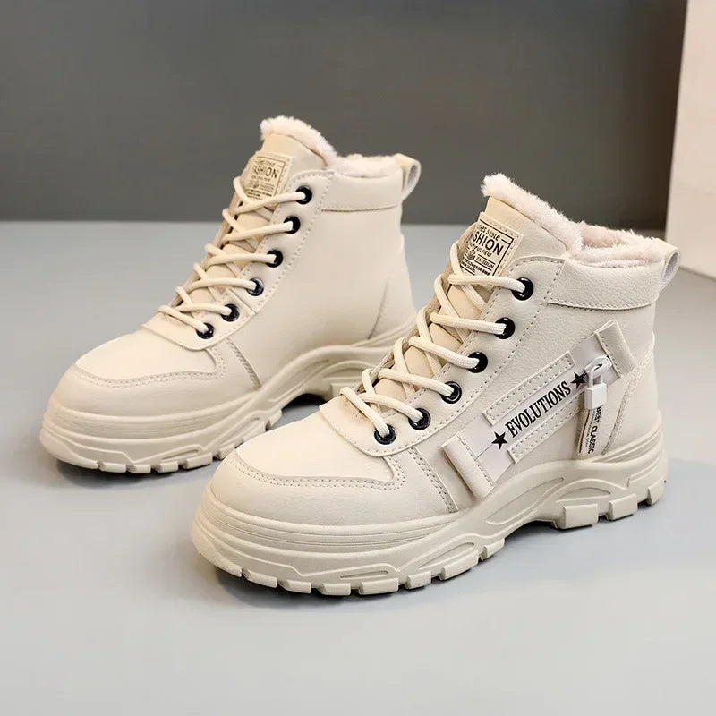 Women's Winter High-Top Warm Sneakers - Platform Ankle Boots,