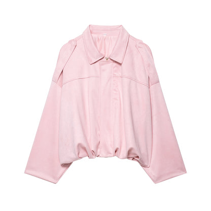 Solid Bomber Jacket For Women – Chic Casual Lapel Coat