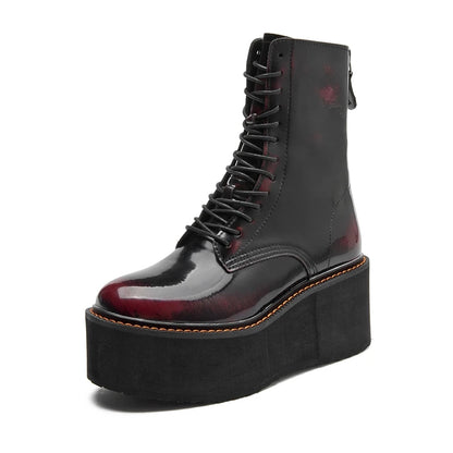 Genuine Leather Ankle Boots for Women – Platform High Heel Winter Booties