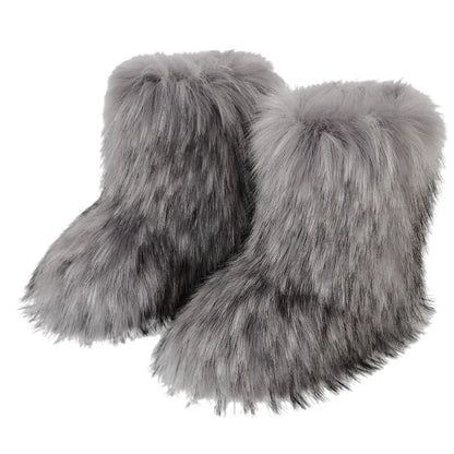 Faux Fur Boots Fluffy Plush Women Winter 2025