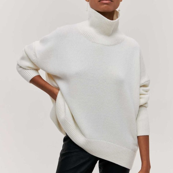 Vanessa - Women's Oversized Cotton Turtleneck Sweater