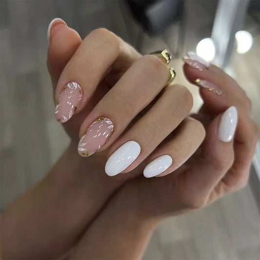  French False Nails Manicure Long Oval Solid Color Nail Tips Simple Detachable Press on Nails Women -  - DYAVOR® 