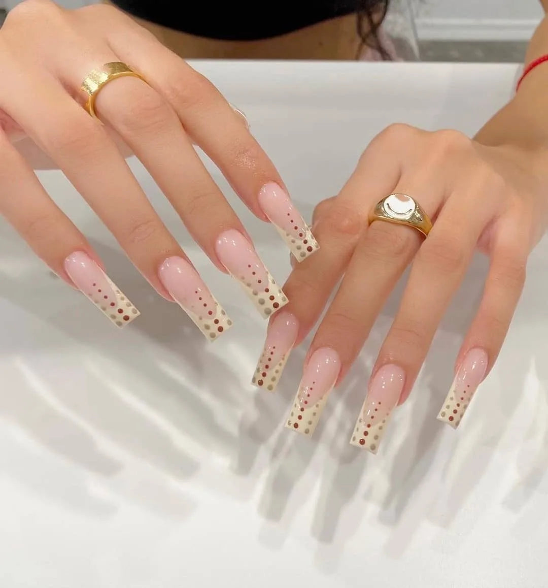 24Pcs Long Coffin False Nails Glitter Fake Nail with Rhinestones Press on Nails Full Cover Nail Tips Detachable Fake Fingernails
