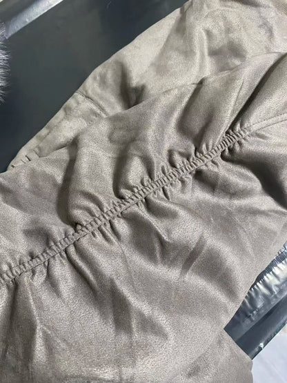 Winter Retro Fur Hooded Oversized Padded Jacket – Plush Gothic Streetwear Coat Women