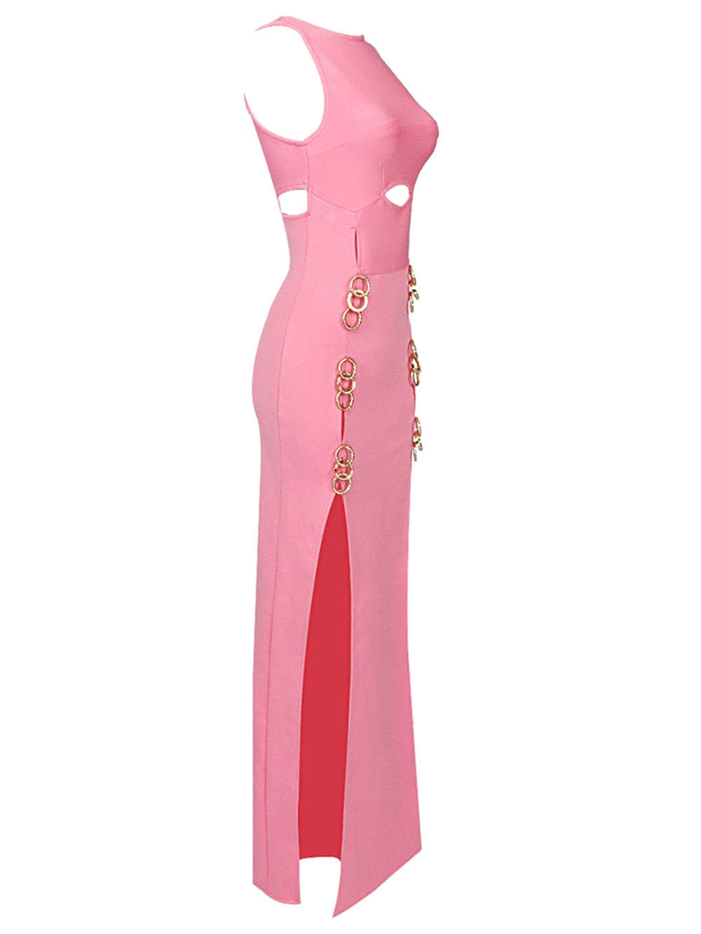  Pink Maxi Dress with Front Slits -  - DYAVOR® 