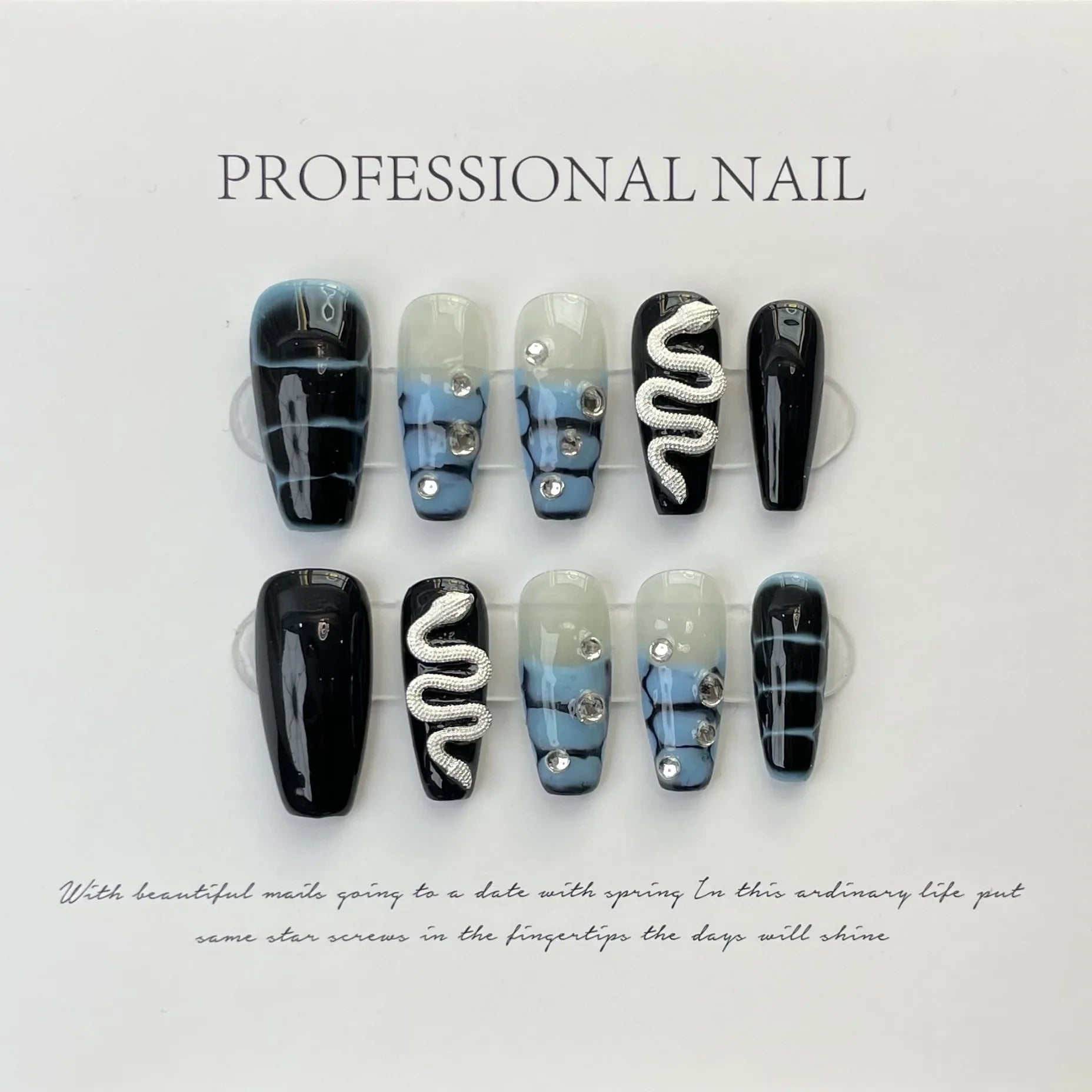  10Pcs Pink Long Ballet Handmade Press On Nails French Rhinestones Wearable False Nails Gradient Decoration Fake Nails Tips Art -  - DYAVOR® 