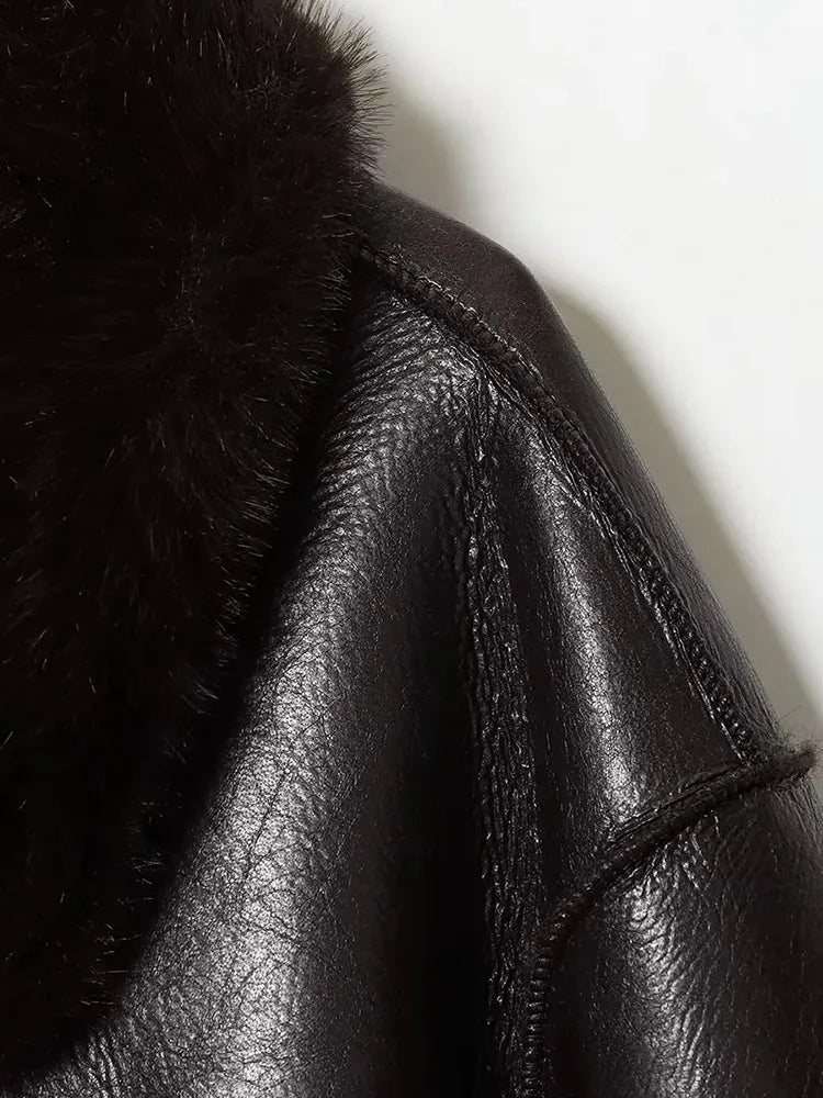 Reversible Faux Leather & Plush Winter Coat For Women | Warm Luxury Jacket