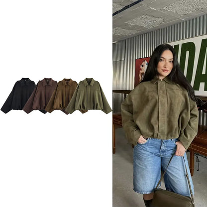 Solid Bomber Jacket For Women – Chic Casual Lapel Coat