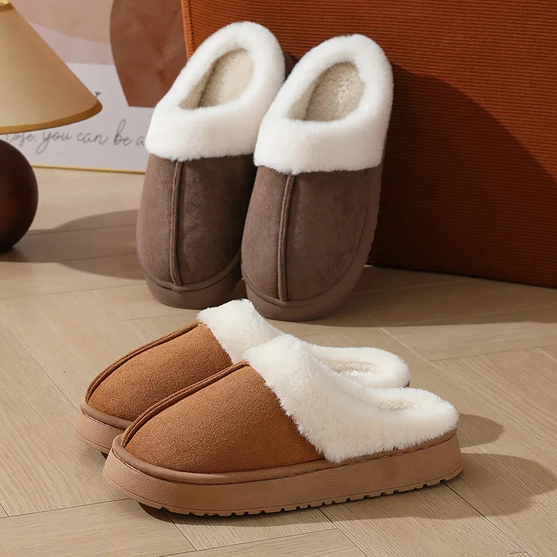 Plush Slippers Thick Sole Women Winter Warm Non-Slip