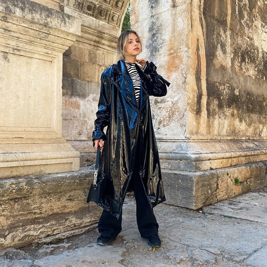  PVC Gothic Lapel Overcoat - Trench Coat - DYAVOR® 