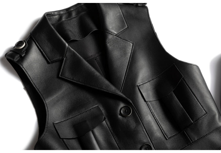 Genuine Leather Sleeveless Jacket - Jacket - DYAVOR® 