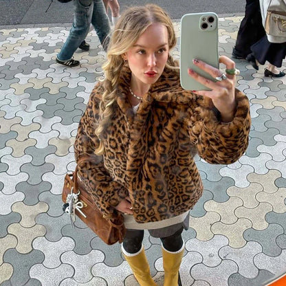 Plush Faux Fur Fluffy Coat Cozy Autumn Winter Jacket Women