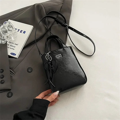 Korean Trend Silver Mini Square Leather Shoulder Bag – High-Quality Crossbody Purse