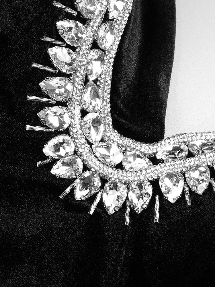  Black Velvet Dress with Slit and Open Shoulders -  - DYAVOR® 