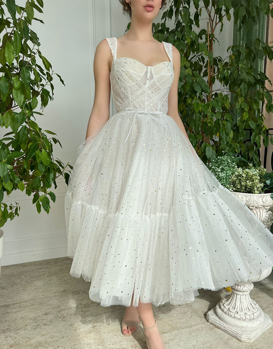  Amie | Straps Short Tulle White Homecoming Dress - Prom Dress - DYAVOR® 