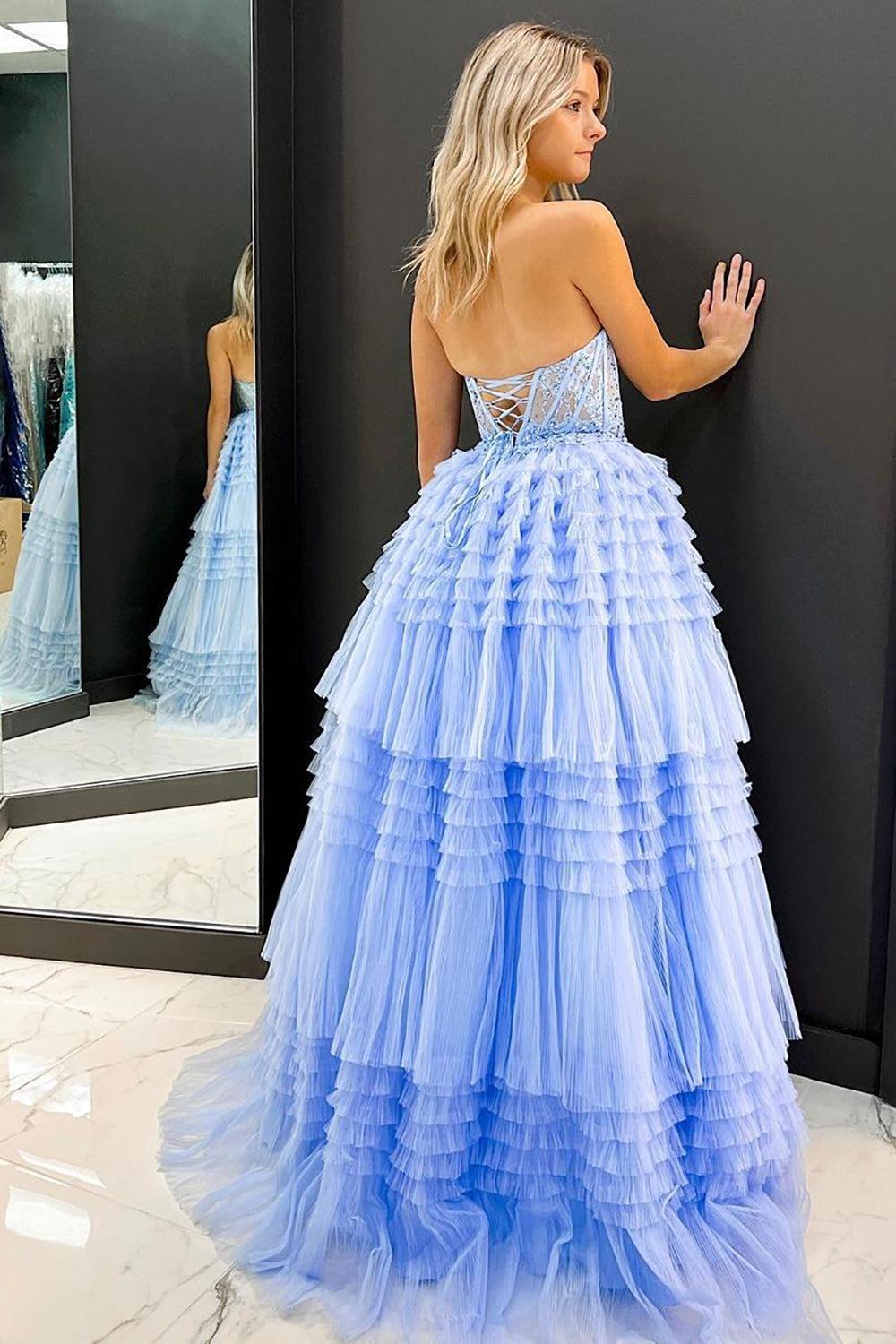  Gracie | A Line Sweetheart Tulle Long Prom Dress with Ruffles - Prom Dress - DYAVOR® 