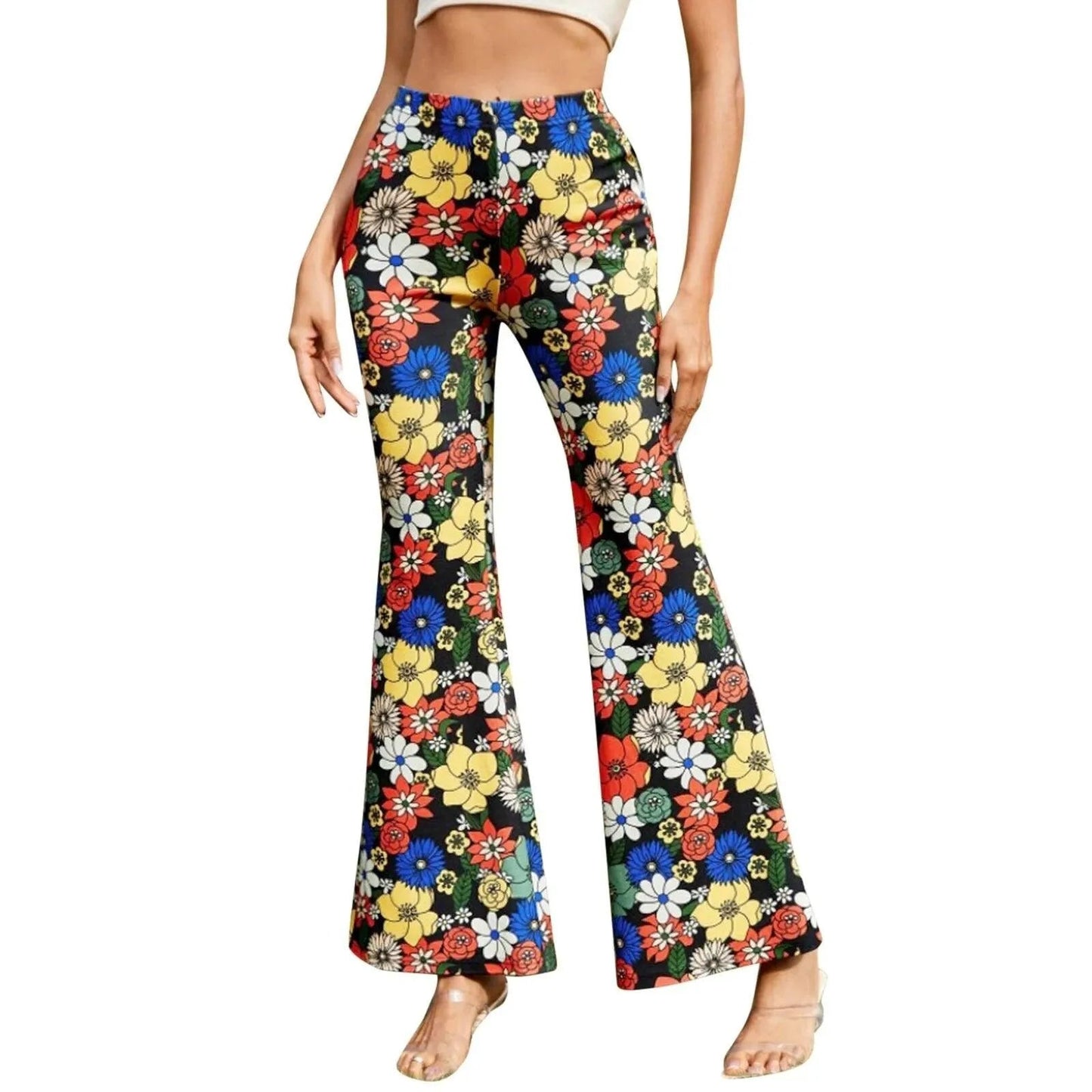  Flared Pants - Floral Print - Elastic Waist - 05/112024 1 - DYAVOR® 