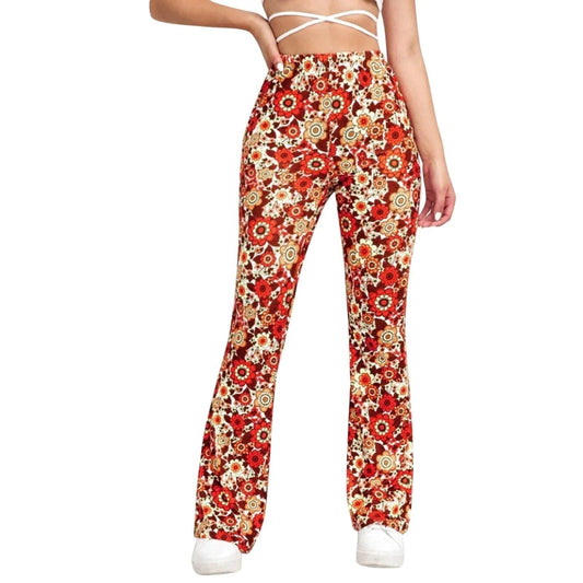 Flared Pants - Floral Print - Elastic Waist - 05/112024 1 - DYAVOR® 