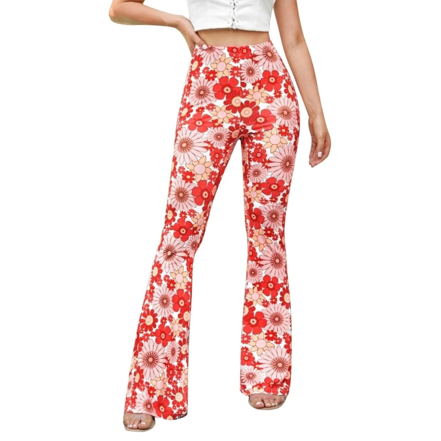  Flared Pants - Floral Print - Elastic Waist - 05/112024 1 - DYAVOR® 