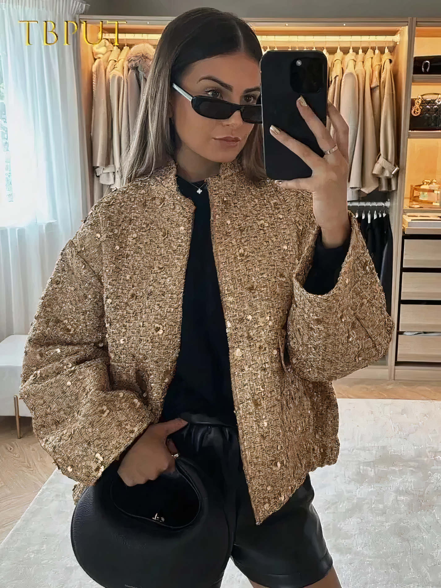  Gold-colored sequin jacket - Yana - 26/102024 1 - DYAVOR® 