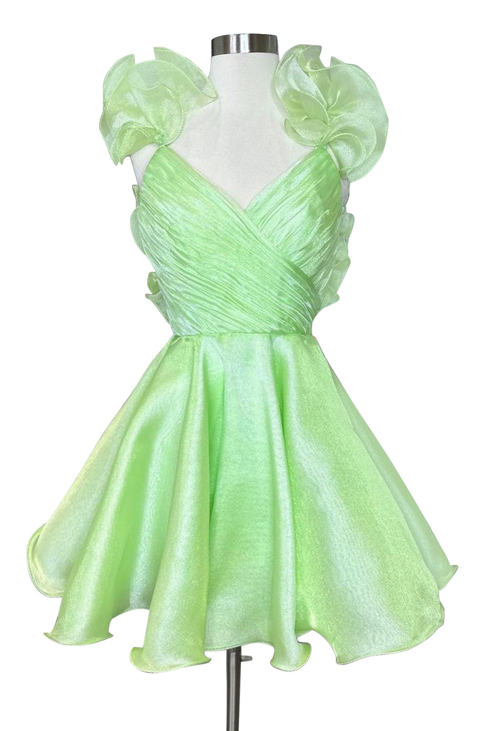  Nerissa |A Line Organza V Neck Homecoming Dress - Homecoming Dress - DYAVOR® 